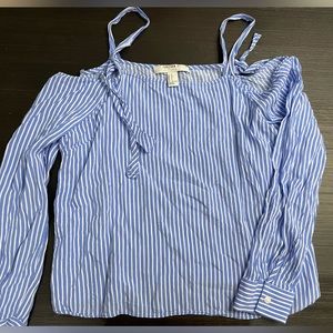 White and Blue Stripe Off the shoulder Top